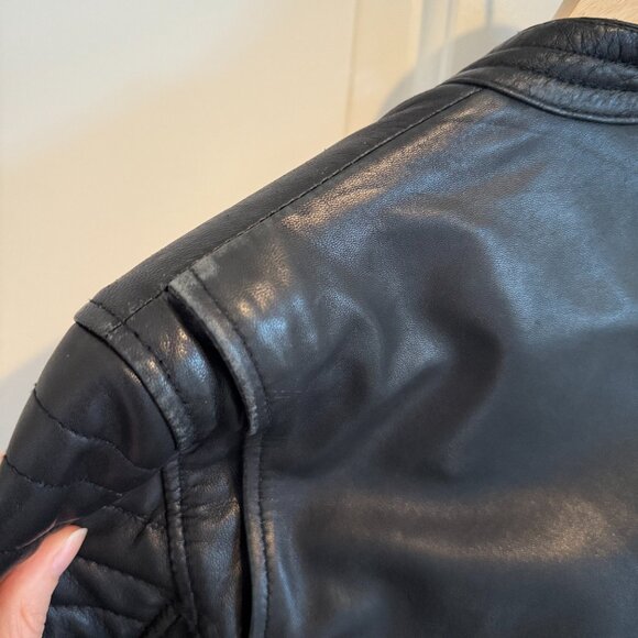 Zara Genuine Sheep Leather Moto Jacket, Size Medium - Picture 3 of 7